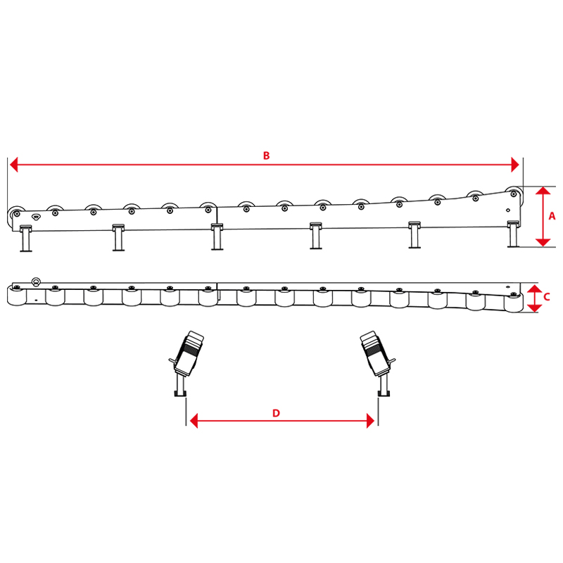 Tender support with fixed roller slider 3512/30/31